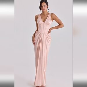 House of CB Angelina dress Blush Pink Draped Maxi Dress